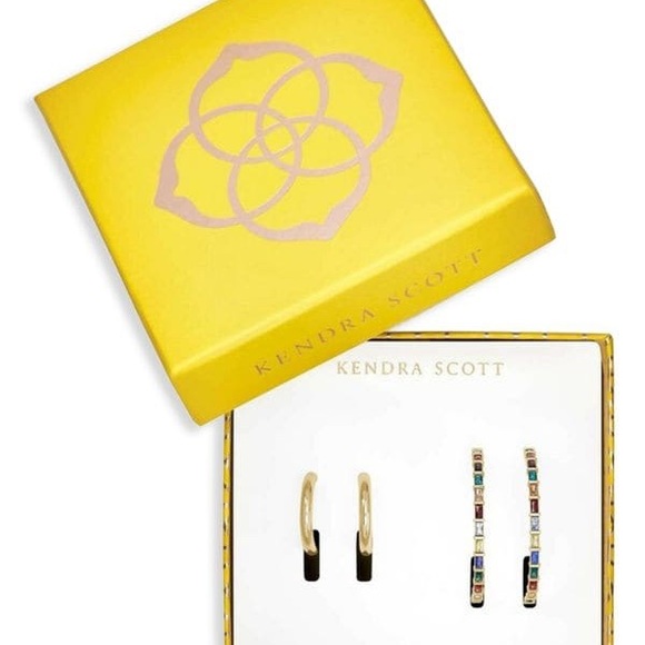 NWT Kendra Scott 2 Pieces Set Thora & Colecte Earrings Set Gold jewel tone mix - Picture 6 of 6